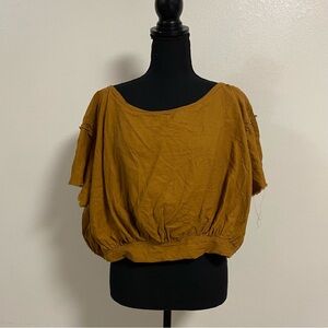Free People Crop Top Women's Size small Spice Pecan Cloud 9 Crop Bubble Top